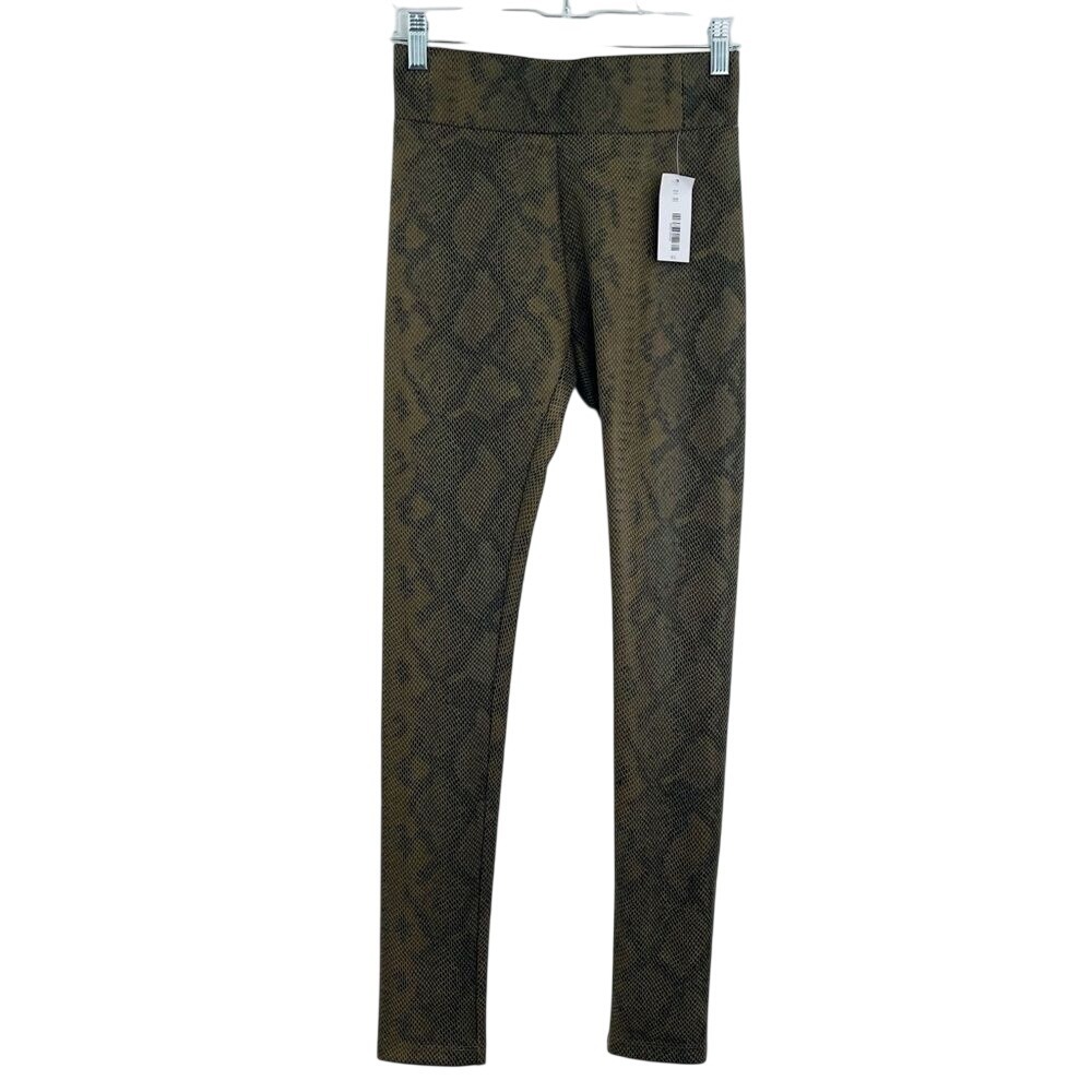 Bagatelle NYC Leggings Womens XS Green Snakeskin Print High Rise Slim Fit New